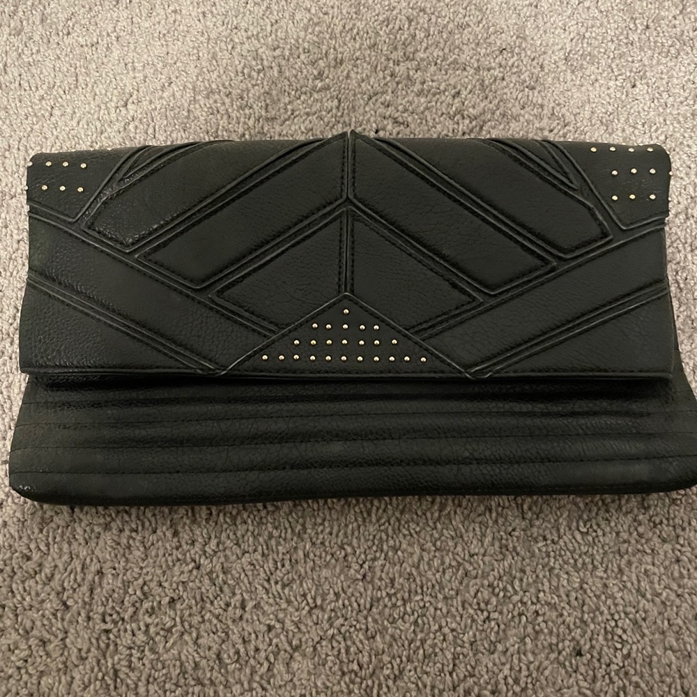 Black leather clutch